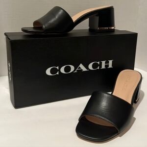 Coach Black Low Heel With Gold Logo In The Back